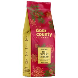 Door County Coffee White Chocolate Cranberry Flavored Coffee Whole Bean - 8oz Bag - Holiday Seasonal - Medium Roast - 100% Specialty Arabica