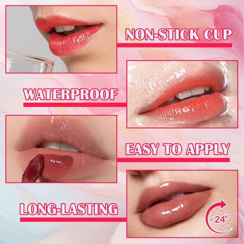 6 Colors Lip Tint Stain Set,Mini Liquid Lipstick Moisturizing Long