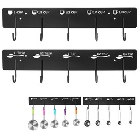 ProtectHobby 2 Pack Measuring Cups and Spoons Hanging Rack, Measuring Organizer Suitable for Kitchen, Black Cups and Spoons Rack, Including Screw and Adhesive Mounting