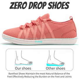 VLHGCG Wide Toe Box Shoes Barefoot Trainers Women Minimalist Zero Drop Sole Sneakers Minimalist Pink Size Lightweight and Breathable UK5