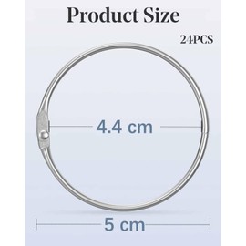 24 Pack Loose Leaf Binder Rings Smooth Steel Book Rings for Index Cards Flash Cards Receipts Memos Photos and Files Heavy Duty Organizers Loops for Office School and Home Use,