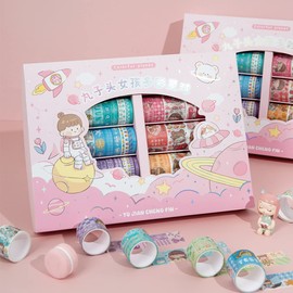 ZDOLAKIDS 100 Rolls Aesthetic Cute Washi Tape Set Kawaii Girl Colored Masking Tapes DIY Decorative Decor for Art Journaling Scrapbooking Supplies Arts & Crafts Planner Journals Water Bottles