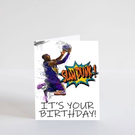 PICTURE THIS PRINTS Basketball Birthday Card for Husband Boyfriend Wife Girlfriend Birthday Card for Him or Her (5 inches by 7 inches) Slam Dunk