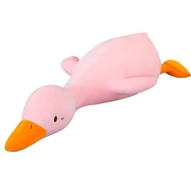 AIXINI Duck Plush Stuffed Animal, Super Soft Hugging Pillow for Kids Bedding (Pink Round Eyes, 43.3inch)