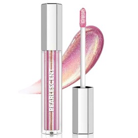 HOSAILY Light Pink Glitter Lip Gloss Liquid Lipstick, Diamond Shimmer Metallic Sparkly Iridescent Chameleon Lip Gloss Gift for Women, Long Lasting Waterproof Highly Pigment Holographic Lip Makeup04