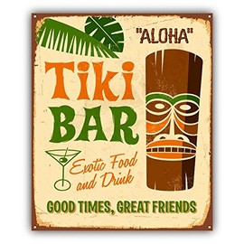 Zirni Tiki Bar Aloha Party Grunge Metal Sign Sticker Decal Design 4" X 5"