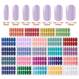 Nail Polish Strips Solid Color, DANNEASY 24 Sheets Adhesive Nail Polish Stickers Nail Wraps for Women 1Pc Nail File, Cuticle Stick
