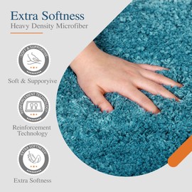 Walensee Large Bathroom Rug (24 x 36, Teal) Extra Soft and Absorbent Shaggy Bathroom Mat Machine Washable Microfiber Bath Mat for Bathroom, Non Slip Bath Mat, Luxury Bathroom Floor Mats