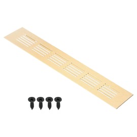 PATIKIL 10 x 2 Inch Door Air Vent Cover, Aluminum Grille Ventilation Cover Louvered with Mounting Screws for Cabinet Wardrobe Door, Gold Tone