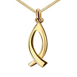 JEVELION Gold Pendant with Fish Pendant 333 Gold 8 Carat for Women Necklace Pendant with Necklace Length Selectable, With chain: length 45 cm
