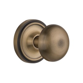 Nostalgic Warehouse CLANYK-22-AB Classic Rosette with New York Knob Double Dummy Set, Antique Brass