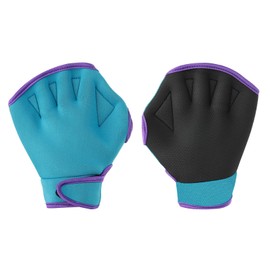 PATIKIL Webbed Swimming Gloves, 1 Pair Swim Gloves Aquatic Fitness Water Resistance Aerobics Gloves for Women and Men Swimming Diving, Blue/Purple, S