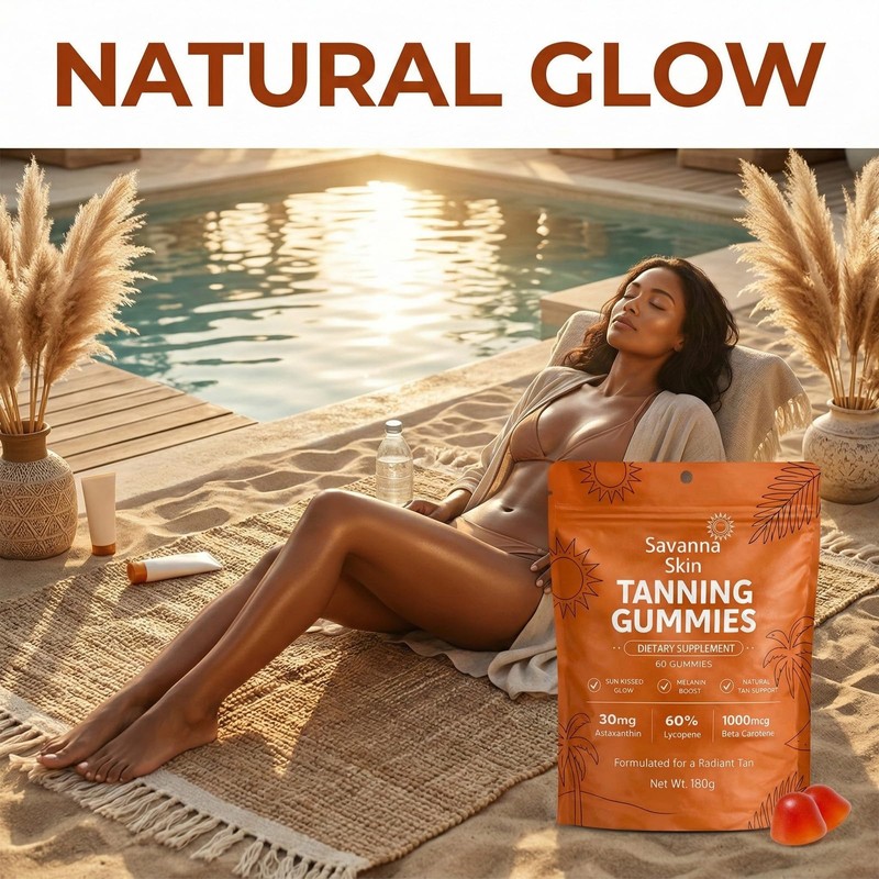 Savanna Skin Tanning Gummies, with Vitamin C & E, Astaxanthin,