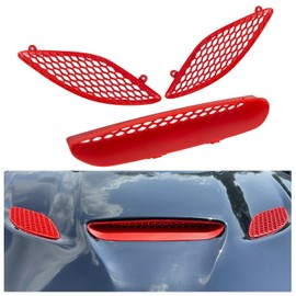 Kojem Hood Scoop Hood Bezels Compatible with 2015-2020 Dodge Charger SRT Hellcat Hood Scoop Grill Vent Trim Red Plastic [Side Grilles NOT fit 2021 Models/Center Grille Fit 2021 Models]
