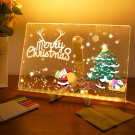 Led Note Board with Colors, 2025 Light Up Acrylic Message Board, LED Illuminated Drawing Writing Board Dry Erase Board with Stand and 7 Color Markers for Office School Home (11.8 Inch X 7.9 Inch)