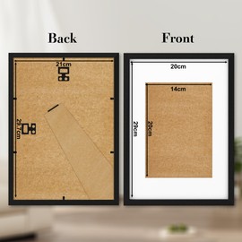 wyewye A4 Frame Set of 4, Wooden A4 Photo Frames with A5 Mount, A4 Picture Frames with Stand Tabletop or Wall Hanging, A4 Black Frame Poster Frame with Plexiglass Window, Black