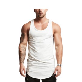Mens Workout Stringer Tank Tops Fitness Performance Muscle Sleeveless Shirts Gym Training Bodybuilding Vest(GNWTSB L)