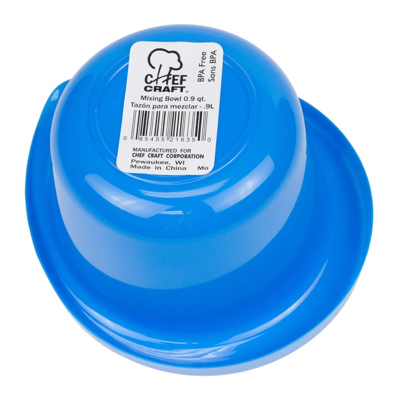 Chef Craft Select Plastic Mixing Bowl, .9 Quart Capacity, Blue