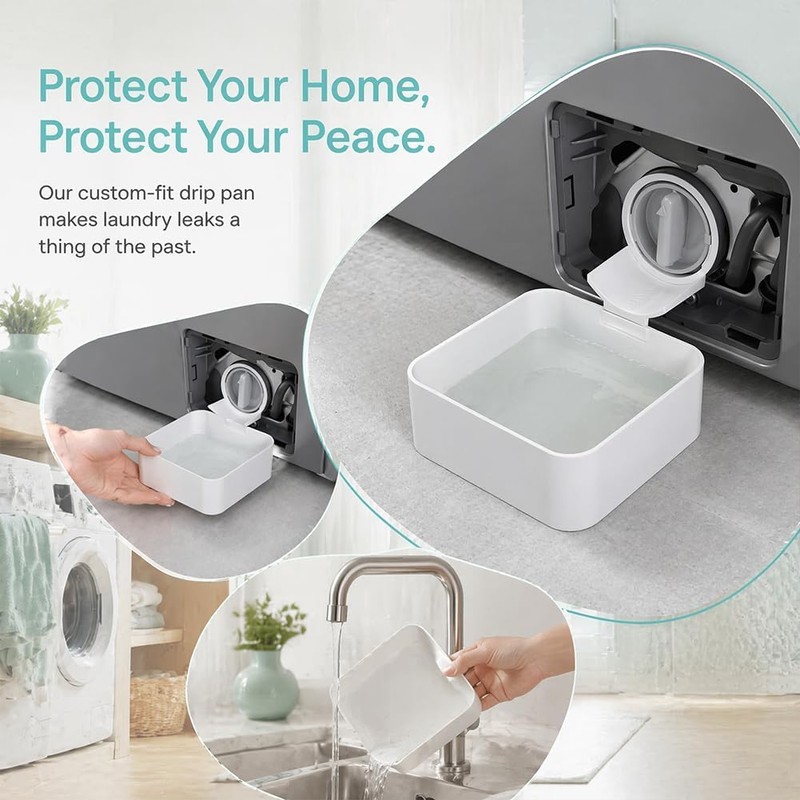 ZFFAFUR Washing Machine Drain Pan, Washer Drip Tray with Raised-Edge