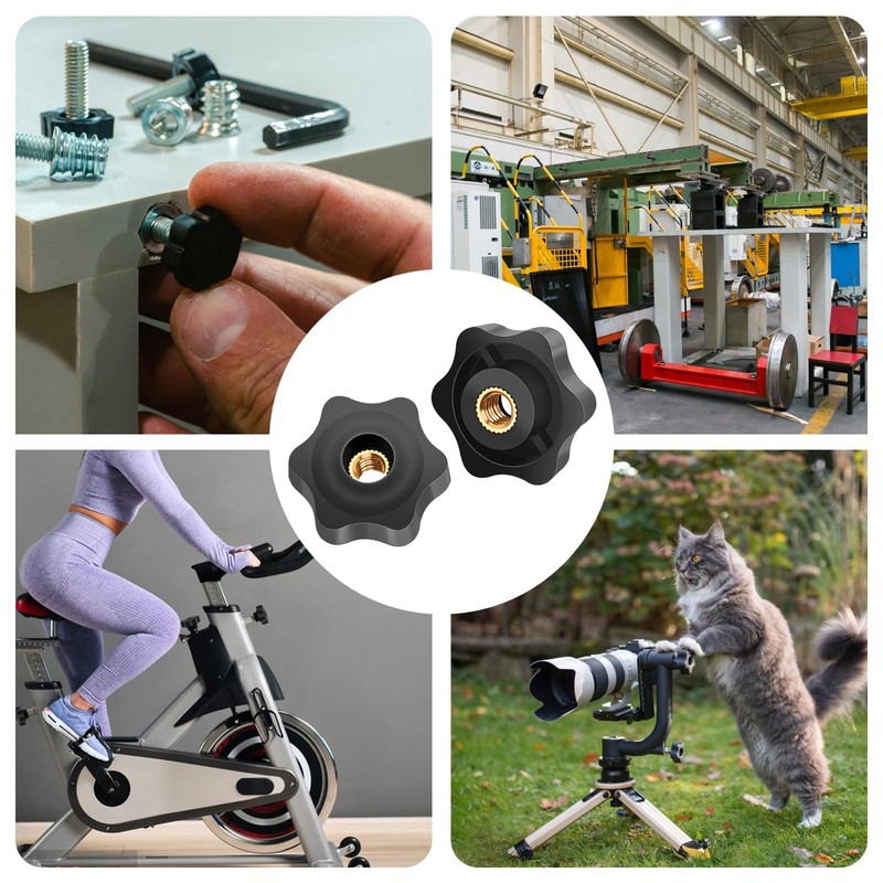 Jeboler 6Pcs M6 Star Clamping Nuts, 38mm Diameter, M6 Thread,