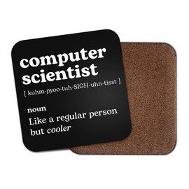 Computer Scientist Square Coaster - IT Work New Job Dictionary Regular But Cooler Definition Funny Joke Hobby Men Women Kitchen Drink #82665