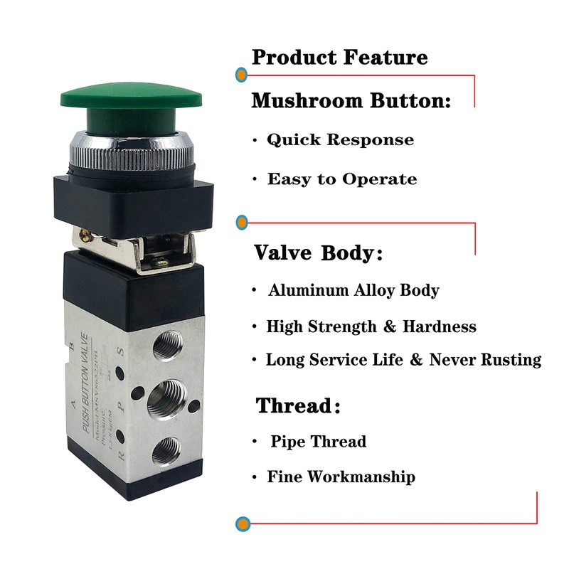 Pneumatic 5 Way 2 Postion Manual Control Push Button Air