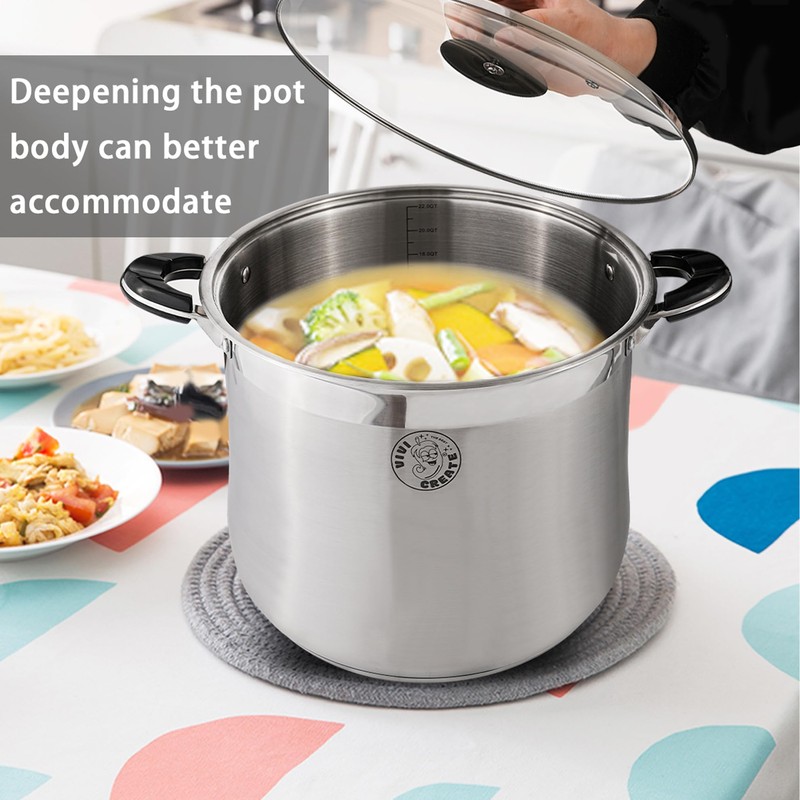 Vivicreate Stainless Steel Stock Pot, 27.5 Quart, 11.4 x 13.4