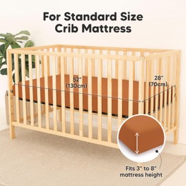 2-Pack Waterproof Crib Sheets for Boys, Girls - Viscose Derived from Bamboo Crib Sheets Neutral, Crib Mattress Protector Sheet, Soft Toddler Bed Sheets, Fitted Baby Crib Sheets Girl, Boy (Rust)