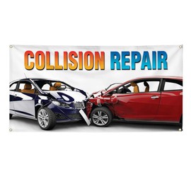 Vinyl Banner Multiple Sizes Collision Repair Auto Car Vehicle D Automotive Outdoor Weatherproof Industrial Yard Signs White 4 Grommets 24x48Inches
