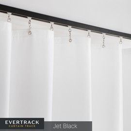 EverTrack Curtain Track - Ceiling Mounted Curtain Rail for Curtains, Drapes, and Room Dividers - USA Made - Mini (4 Feet), Jet Black