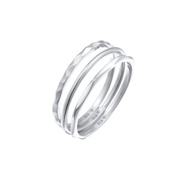 Elli Women's Basic Stacking Ring Set of 3 in 925 Sterling Silver, Sterling Silver, None