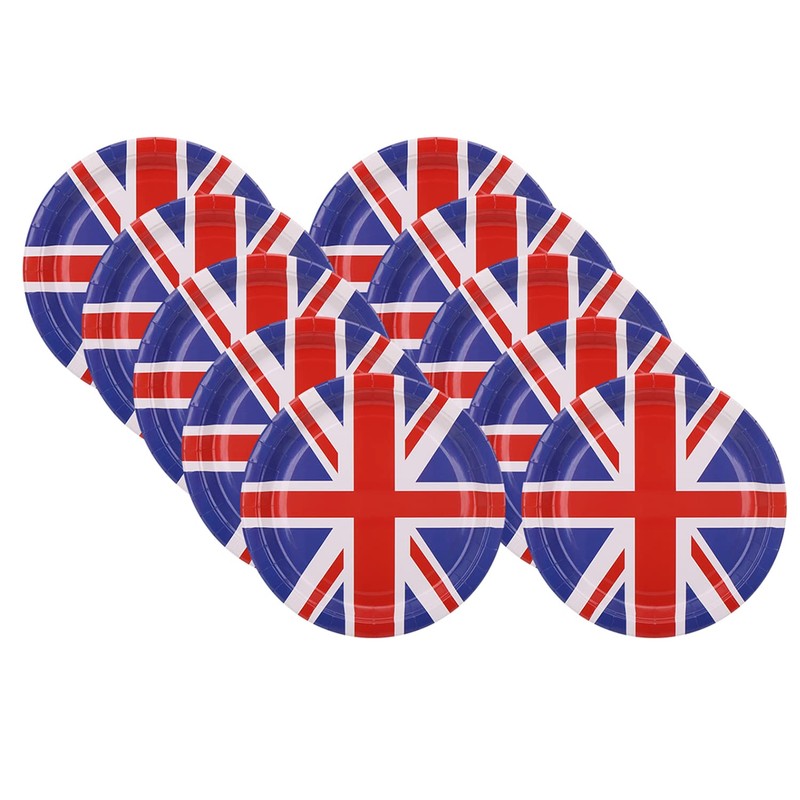 WedDecor Union Jack Paper Plates, King Charles III Coronation Royal