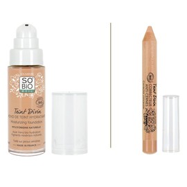 So'Bio Étic LÉA NATURE SO BIO étic | Routine Make-up Gesicht - Feuchtigkeitsspendende Foundation (Beige Gold - 30ml) + Concealer (Goldbeige - 1,9g) | Bio-zertifiziert - Vegan | Made in France