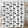 Cute Shower Curtain Fancy Black Bow Fabric Bowknot Shower Curtains