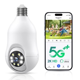 WESECUU Home Light Bulb Lamp E27 PTZ Lightbulb Security Camera Outdoor 5g/2.4ghz WiFi Bulb Camera 3MP 360 Degree CameraNetwork: wifi, Resolution: 3MP