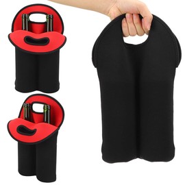 Topyond 2-Bottle Wine Carrier Tote Bag, Protective and Built Wine Bottle Carrier, Neoprene Wine Bag Tote, Wine Travel Case Ideal for Travel, Picnics, Beach, Party