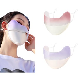 YUANST 2Pcs UV Face Mask, Sun Protection Face Mask, Ice Silk Cooling Breathable Face Cover for Outdoor Activities, Washable Reusable (Pink+Purple)