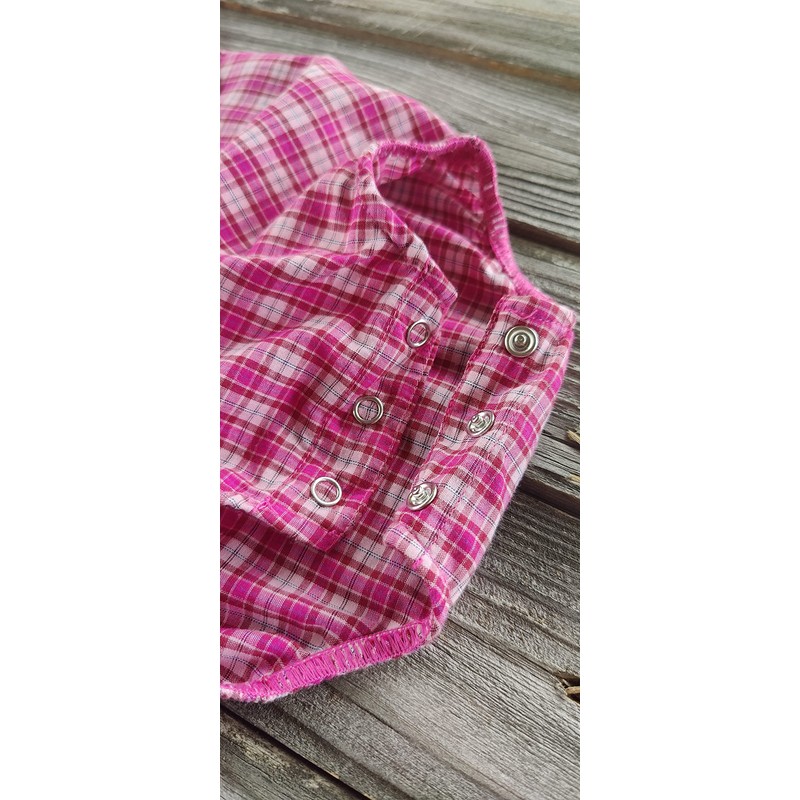 4Rodeo Baby Toddler Western Pink Plaid Cowboy Bodysuit Shirt (0-6