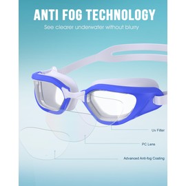 Zeligerstar Swimming Goggles, Goggles Swimming Adult with 3 Sizes Nose Bridges, Anti-Fog UV Protection No Leaking Adjustable Swim Goggles for Men Women Junior