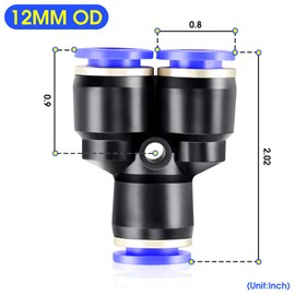 TAILONZ PNEUMATIC 12mm OD Y Spliter Plastic Push to Connect Fittings 3 Ways Tube Connect Push Fit Push Lock PY12 (Pack of 10)