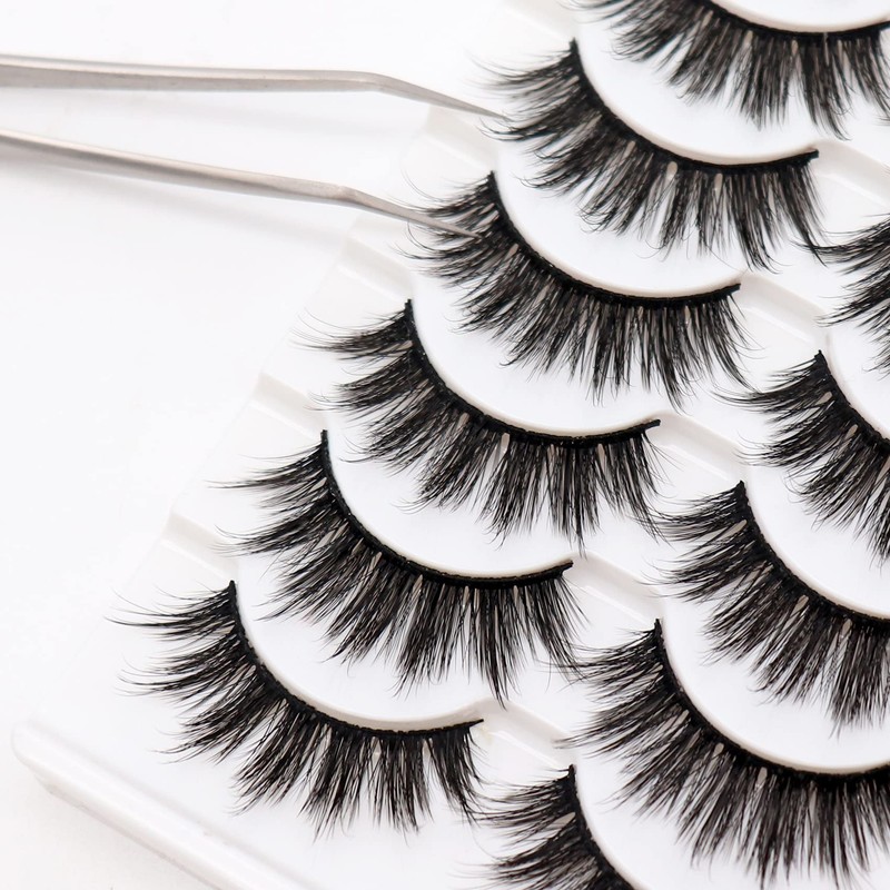 Losha Eyelashes Natural Look Faux Mink Lashes Pack Handmade Fluffy