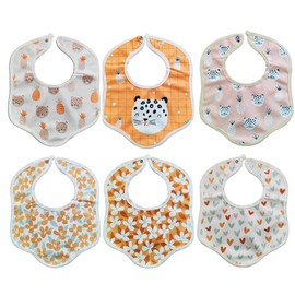 Kammama Terry Bibs 6-Pack - Double Sided, Absorbent & Waterproof for 0-18 Months