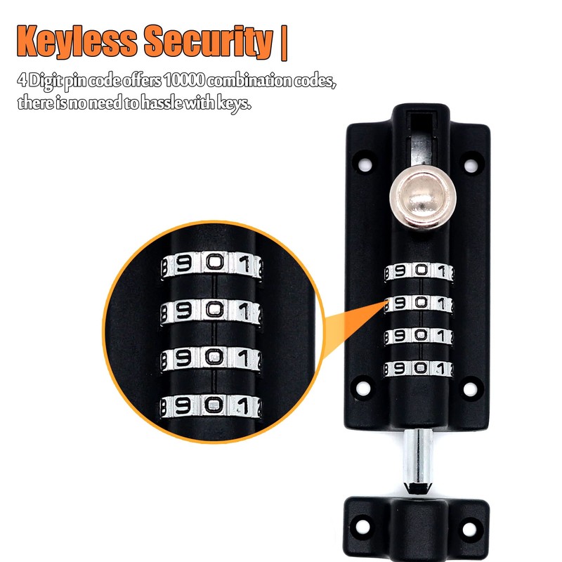 Combination Door Security Slide Latch Lock,Chumiug® High Security Digit Pin