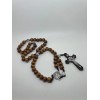 Light Brown Wooden Rosary with Saint St Benedict with Beautiful