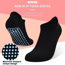 HYCLES 4 Pairs Non Slip Yoga Socks with Grip -Pilates Socks for Men and Women Anti Slip Grippy Sock for Yoga, Pilates, Barre, Home, Hospital UK 4-7
