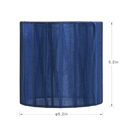 LAMPWELL LYON Clip-on Chandelier Organza Fabric Lamp Shades,Set of 6,Small Drum,5.2"×5.2"×H5.2", Organzy Ribbon, Handmade,Modern Trendy Decorative,Navy Blue