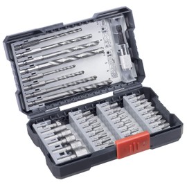 kwb Drill Box with Hexagonal Shank, HSS Metal Drill, Masonry Drill + Wood Drill and Bits PH, PZ and TX in set incl. Countersink, Bit Holder and Socket Wrench Bits