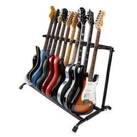 Rok-It Multi Guitar Stand Rack with Folding Design, Holds up to 10 Electric or Acoustic Guitars (RI-GTR-RACK10)