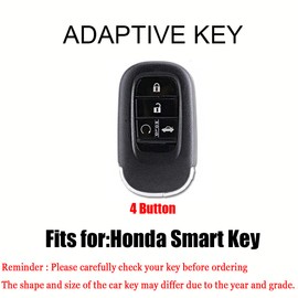 HIBEYO 4 Button Leather Key Fob Cover Compatible with 2022 New Honda Civic Accord Sport SI EX EX-L Touring Car Accessories Smart Key Holder Protector-Blue