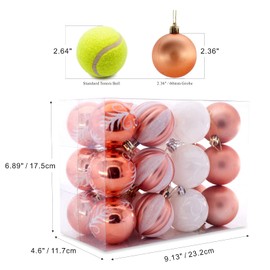 AUXO-FUN 2.36"/60mm shatterproof Christmas Ball Ornaments Tree Decoration Baubles Set of 24 Counts (Rose Gold & White)